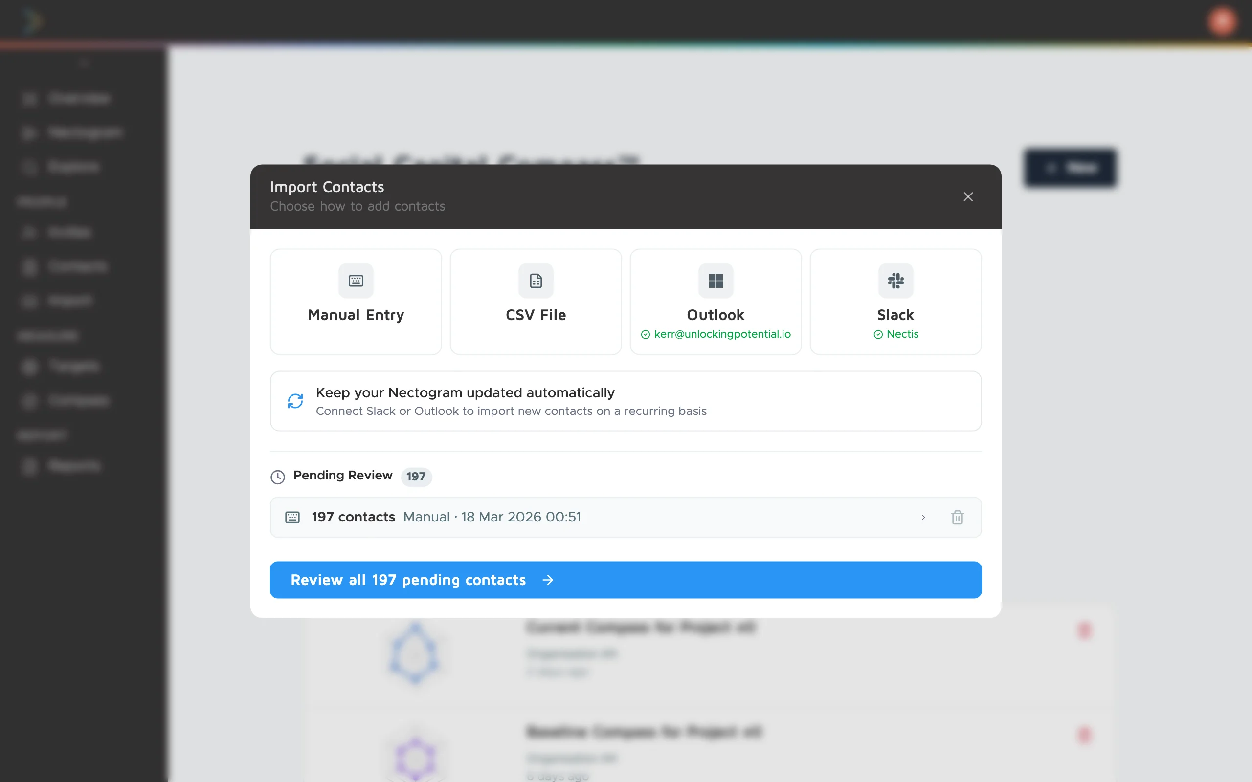 Import contacts wizard